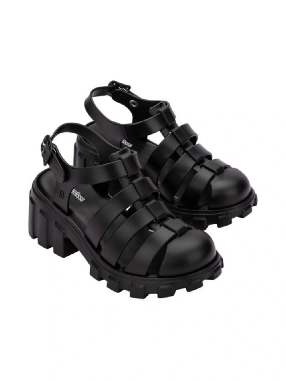 Mini Melissa Black Chunky T-Strap Platform Sandal